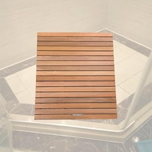 12 14 16 18 20 24 27 30 32 36 Zoll breite Badematte aus Teakholz, rutschfeste Wohnmobil-Duschmatten mit Silikonfüßen und Abflussloch für Badehaus-Waschbeckenböden, Fußplattformmatten für den Innen- un