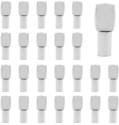 Ruidee 100 Pezzi Tasselli Metallici Reggi Mensola Pioli di supporto per mensola 5x19mm Perni di Supporto Piastra in Nichel Piatto Cucchiaio Stile Perni per Mensole per Armadi Librerie (PJ/5x19mm)