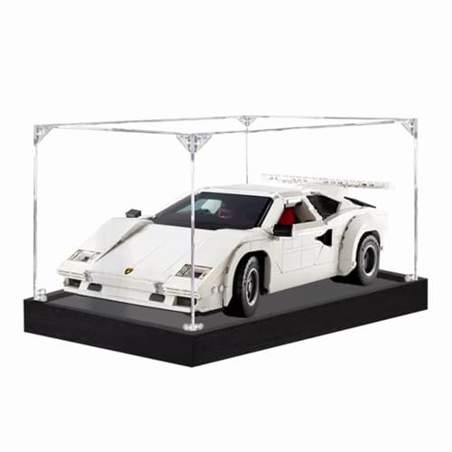 Figuren-Displaybox für LEGO 10337 für Icons Lamborgh-ini Count-ach 5000 Quattrov-Alvole Acryl, staubdicht, transparent, benutzerdefinierte Vitrine (kein Modell) (schwarz + 3 mm)
