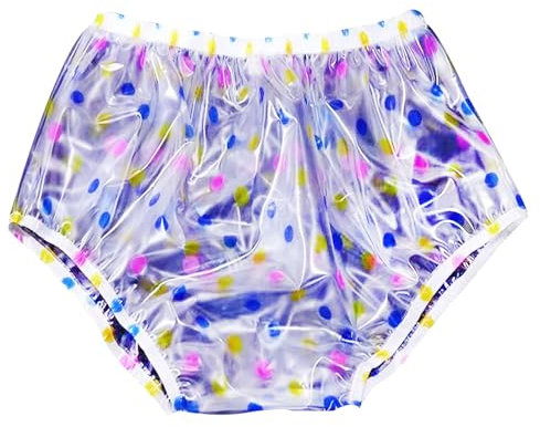 Culottes À Enfiler En Plastique pour Adulte Taille Haute Étanches Anti-odeur Anti-Fuite Latérale Incontinence Couvre-Couches Imperméables Silencieux Réutilisables,M,White