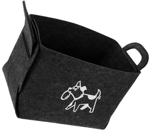 OFFSCH Dog Toy Storage Box Convenient Felt Organizer with Dual Handles for Pet Toys Compact Design for Easy Use and Tidy Spaces for Dogs and Cats and Lightweight Storage