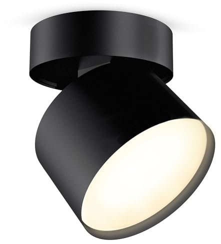 SSC-LUXon SAMU Decken Aufbauspot schwarz - mit GX53 LED 5W warmweiß dimmbar - schwenkbarer Aufputz Strahler - moderne Deckenleuchte
