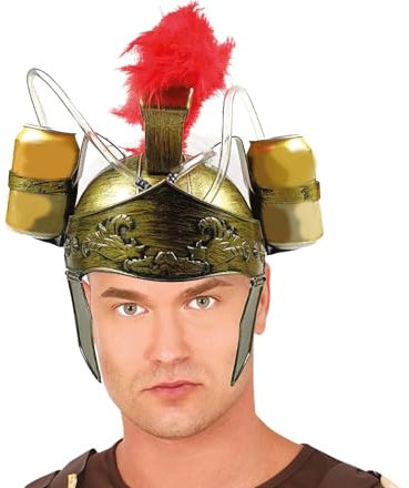 FIESTAS GUIRCA |Epischer Gladiatoren Trinkhelm - Suafhelm mit Dosenhaltern und Trinkschlauch - Partyzubehör für Junggesellenabschiede, Festivals, Grillpartys und Oktoberfest
