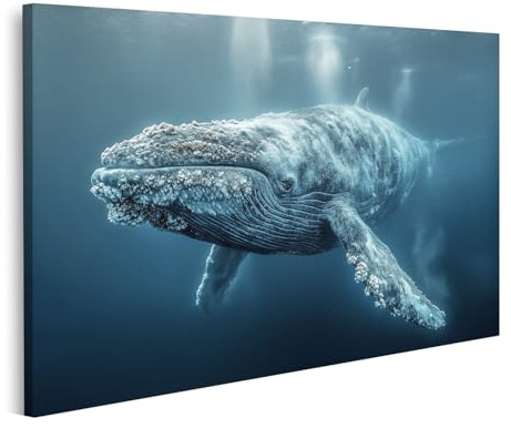 islandburner Bild auf Leinwand Buckelwal unter Wasser gleitet majestätisch durch das Meer Bilder Wandbilder Poster
