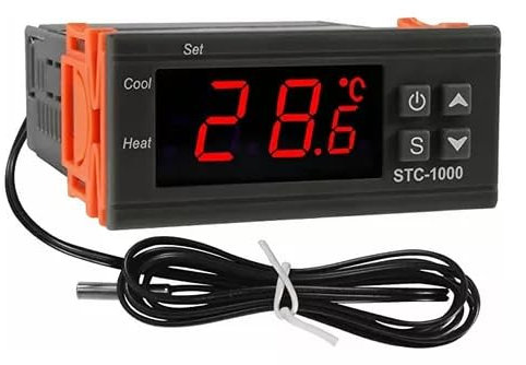 Controlador de Temperatura Ideal para acuarios frigorificos calefaccion terrarios STC 1000 110V-220V Termostato refrigeración, calefacción con Sensor ntc Control Digital Temperatura con Pantalla led.