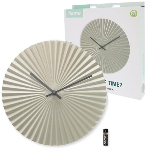 Hama Wanduhr Barbados, Quarzuhr, ohne Ticken, Ø 30 cm, Graugrün