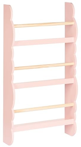 Beliani Bibliothèque Murale en Bois de Pin MDF Suspendue 3 Etages Meuble Chambre Enfant Rose Pastel Rigolet