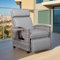 Rattan park Relaxsessel Sonnenliege Korbgeflecht verstellbare Rückenlehne Sessel mit Klapptisch und Kissen Loungesessel Sonnenliege für Garten, Terrasse, Außenbereich (Grau)