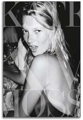 CHIMOSHEJI Poster, Motiv: Kate Moss, Schwarz-Weiß-Poster, Wandkunst, dekoratives Gemälde, Schlafzimmer, Malerei, Poster, 30 x 45 cm, ungerahmter Stil