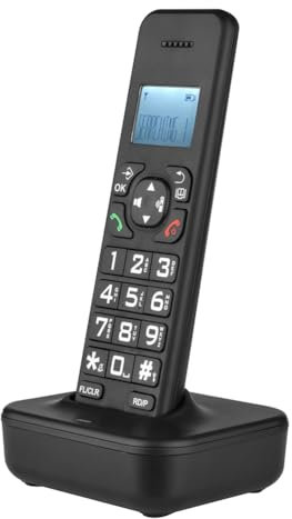 Begchy D1102B Telefono Cordless con Segreteria Telefonica ID Chiamante/Chiamata in Attesa Schermo LCD Retroilluminato da 1,6 Pollici A 3 Righe Nero Spina UE