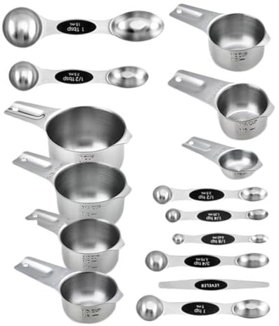 Gatuida Tazas Medidoras y Cucharas Para Cocina Precisas y Reutilizables Acero Inoxidable Diseño Elegante