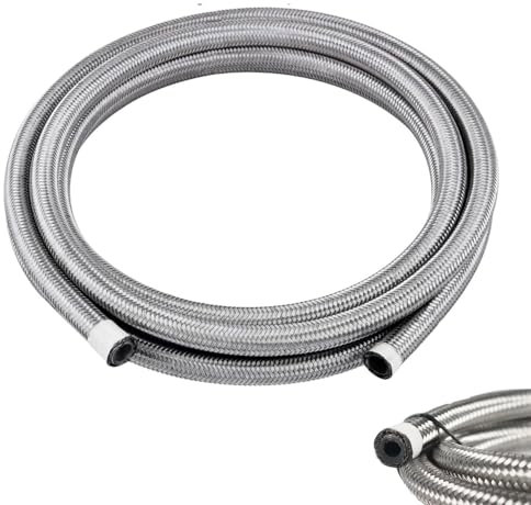 Universal 6AN Fuel Line CPE Fuel Hose 3m/10FT Transmission Oil Cooler Lines Nylon Stainless Steel Braided AN6 Fuel Line Hose for Car/Truck/ATV