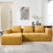 OKimmy Modernes Ecksofa L Form Sofa, Couch mit Schlaffunktion, Modulares 3 Sitzer Sofa Couch für Wohnzimmer, Schlafzimmer, Apartment,Khakifarbe, Gelb