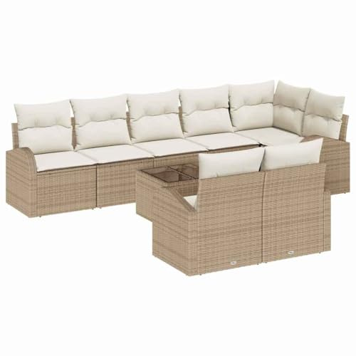 vidaXL Gartensofa-Set 9 STK. Beige und Weiß Poly-Rattan
