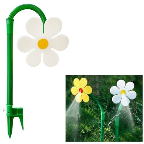 Crazy Dancing Daisy Garden Sprinkler, Sunflower Water Sprinkler for Lawn, Yard Kids and Dogs Watering Playing (white)