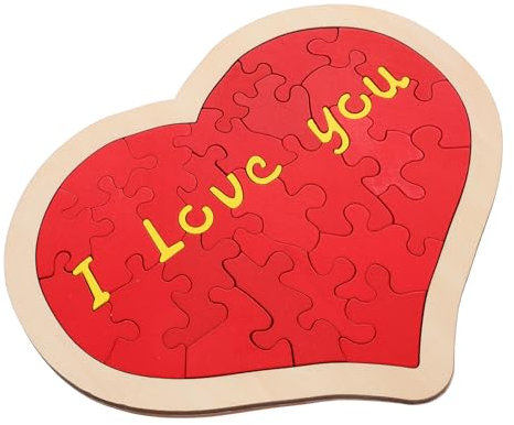 Gatuida 1 Set Wooden Heart Puzzle Love You Jigsaw Compact Portable Valentine's Day Wedding Prop for Anniversaries and Relaxing Activity Outstanding Craftsmanship