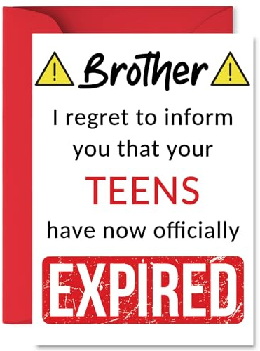 Funny 20th Birthday Cards for Brother, Your Teens Have Expired | Happy Birthday Card for Brother from Sister Step Sibling, A5 Banter Joke Humour Bday Greeting Cards Gift