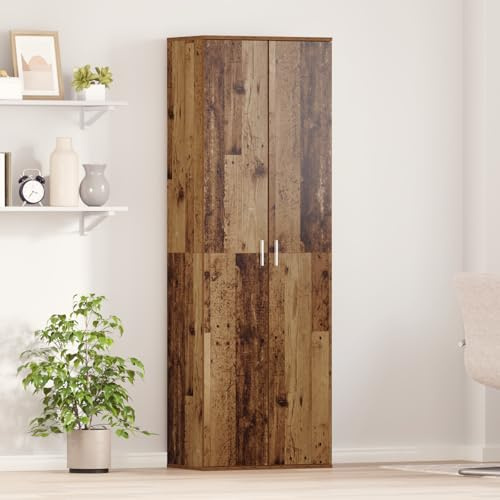 ZQQLVOO Highboard Altholz 60x35x180 cm Holzwerkstoff mit recycelter Holzoberfläche für Wohnzimmer Büro Stauraum Regale rustikale Ästhetik robuste Konstruktion vielseitige Verwendung