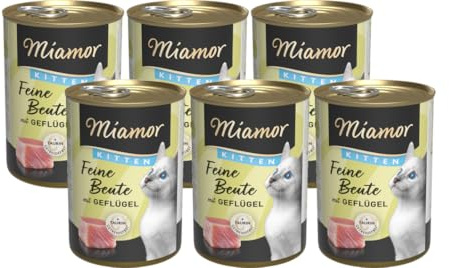 arelf Bundle Miamor Feine Beute | Kitten Geflügel | 6 x 400g Katzen Nassfutter | 65% Fleisch & Innereien | Kittenfutter | inkl. Milky Shake Sachet 20g gratis
