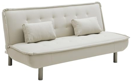 Vente-unique - Schlafsofa Mishan Stoff Beige 190 cmx96 cm | Robustes Metallgestell | Gepolsterter Effekt