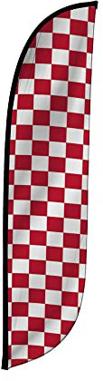 Lookourway a Scacchi Bianco e Rosso Feather Flag, 12-Feet
