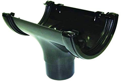 Pack of 2 - FLOPLAST 112mm Half Round Gutter Running Outlet - Black