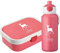 4ou Design Mepal Set Brotdose & Trinkflasche personalisiert mit Namen – Silhouette Reh pink – Auslaufsicher, Bento Einsatz rausnehmbar, inkl. Snackgabel – BPA frei – Geschenk für Kinder