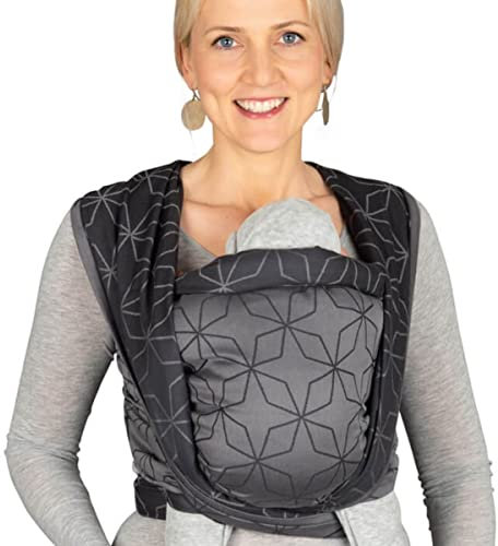 Hoppediz gewebtes Baby-Tragetuch ab Geburt, Neugeboren bis Kleinkind, 100% kbA-Baumwolle (Bio), Malmö stone 4,60 m