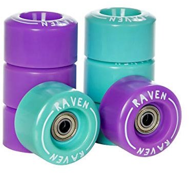 Raven Rollen für Rollschuhe mit Kugellager Abec7 (4X Mint + 4X Violet)