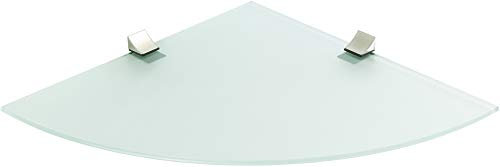 ib style® Glasregal | Eckregal | Viertelkreis |inkl. Befestigungsclip ECO Edelstahloptik | 3 Dekore | 6mm - 25x 25 cm - Satiniert