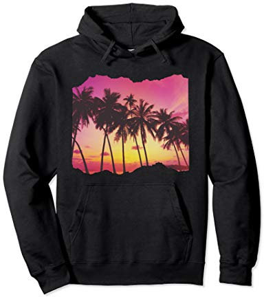 Palmen Sonnenuntergang Pullover Hoodie