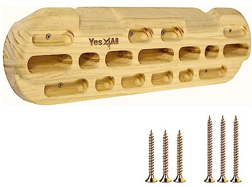 Yes4All Holz Kletterbrett Hangboard Holz Hangboard für Tür Hangboard Training - Klettergriffbrett zur Stärkung von Fingern, Händen und Handgelenken (Dark Natur)