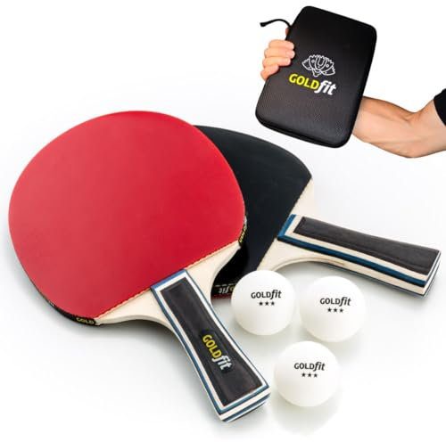 Set de 2 Raquetas de Ping Pong Profesional + 3 Pelotas | Palas de Tenis de Mesa | Principiantes y Profesionales para Exteriores con Funda