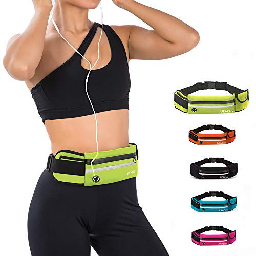 Jueachy Marsupio Running Donna Uomo: Impermeabile Porta Telefono Corsa Elastica Cintura da Corsa Cellulare Jogging Borsa Sport Porta Cellulare Corsa con Jack per Cuffie