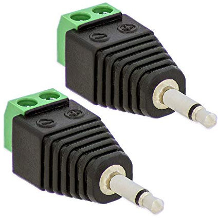 E.T 2X Klinken Stecker 3,5 mm Adapter Mono > Terminal Block 2-Pin Kabel Schraub Klemmen