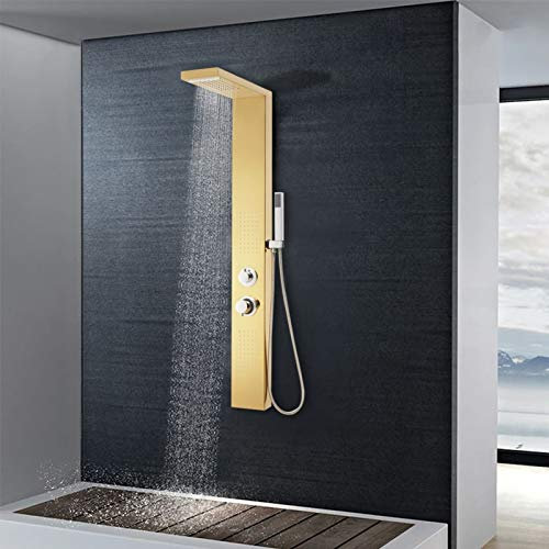 Tidyard Sistema de Panel de Ducha Columna de Ducha Acero Inoxidable Diseño Moderno 201 Dorado