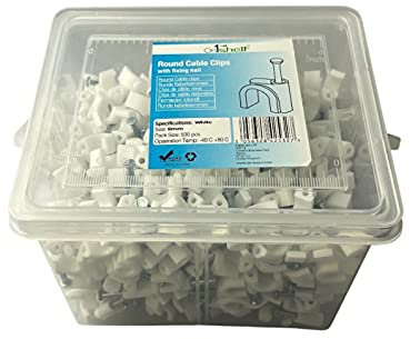 White Round Cable Clips K-Type Trade Box, 8mm- 500 Pieces