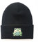 HANBOLI Strickmütze, Einfache Mode Strickmütze Curl Edge Hut Persönlichkeit Strickmütze Niedlichen Cartoon Frosch Stickerei Mütze Herbst Winter Unisex Schwarz
