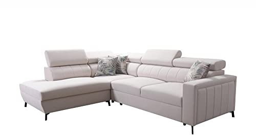 All4All Ecksofa mit Schlaffunktion Emre III Mini - Sofa mit Bettkasten 265 cm x 224 cm - Polstersofa in L-Form - Wohnlandschaft - Beige Linke Seite 26 (Links)