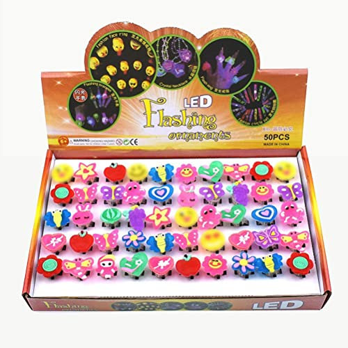 BSTCAR 50 Stücke LED Blinkende Ringe Set Weihnachten, Glow In The Dark, Niedlich Leuchtringe Spielwaren Weihnachten Karneval Party Zubehör Kinder Mädchen