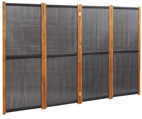 vidaXL Raumteiler 4-TLG. Trennwand Stellwand Paravent Spanische Wand Sichtschutz Umkleide Faltwand Raumtrenner Holz Schwarz 280x180 cm