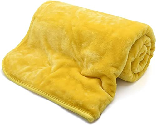 NIGHTZONE Luxury Faux Fur Mink Fleece Throw Over Sofa Bed Soft Warm Blanket (Ochre, King (200 x 240 cm))