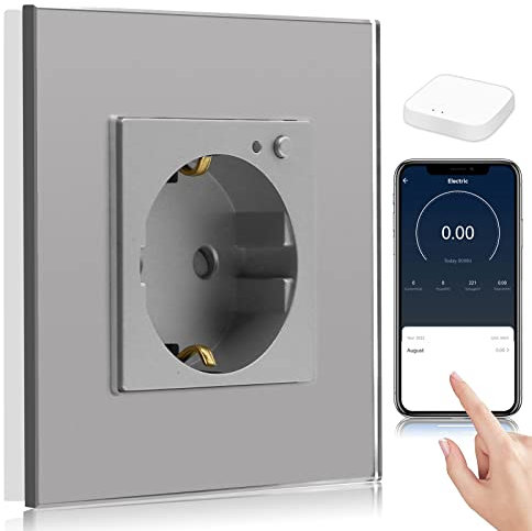 BSEED Smart ZigBee Steckdose, Energiekostenmesser, Alexa ZigBee Steckdose mit Verbrauchsmessung, 1 Fach Steckdose arbeitet mit Amazon Alexa und Google Home Grau (Tuya ZigBee Hub erforderlich)