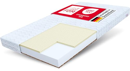 FDM PIKOLO Schaumstoffmatratze 100 x 200 cm Kindermatratze Härtegrad H3/H4 Höhe 11 cm Latex Kokos Matratze Hochelastischer HR Komfortschaum Zweiseitig Bezug Abnehmbar Waschbar