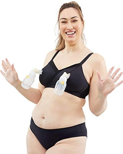 Cake Maternity Womens Pumpkin Wire Free Pumping and Nursing for Breastfeeding Full Coverage Bra, Black, S Plus UK