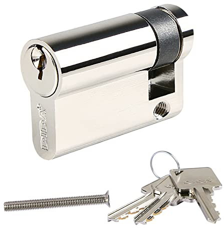 DIDA® 50mm Euro Profile Cylinder Lock | 40/10 Nickel Finish for UPVC & Patio Doors | Triple Security (Anti-Pick/Bump/Drill) | 3 Keys Included | High Security Single Cylinder