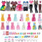 SPOKKI 31PCS Puppenkleidung und Zubehör für Barbie Puppen, 11,5 Zoll Kleidung Zubehör for Barbie, Kleider, Alltagskleidung, Alltagsrock, Kronen, Halsketten, Schuhe für Mädchen Geschenk