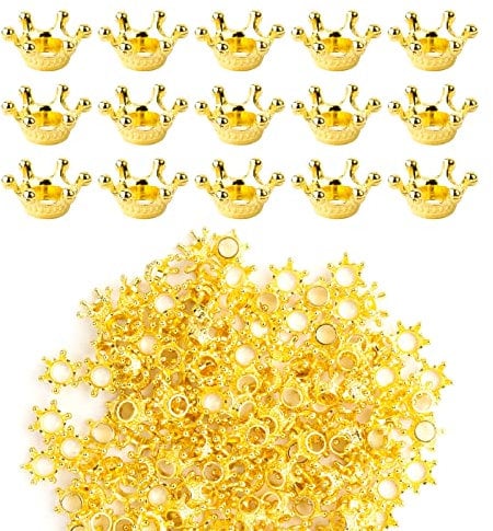 FRUHLING 150 Stück Kleine Goldene Kronen Mini Deko Krone Charms Metall Spacer Perlen Kronen Anhänger Tischdeko Streudeko für DIY Basteln Schmuckherstellung