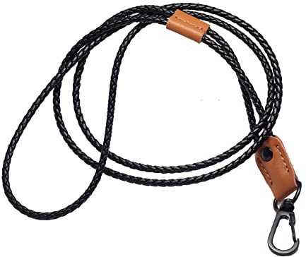 BAWAKO Schlüsselband mit Karabinerhaken,Umhängeband für Schlüssel Namensschild Handy Kamera, Umhängeband für Handykette verstellbar, Schlüsselanhänger, leder neck lanyard gewebt(Braun s)