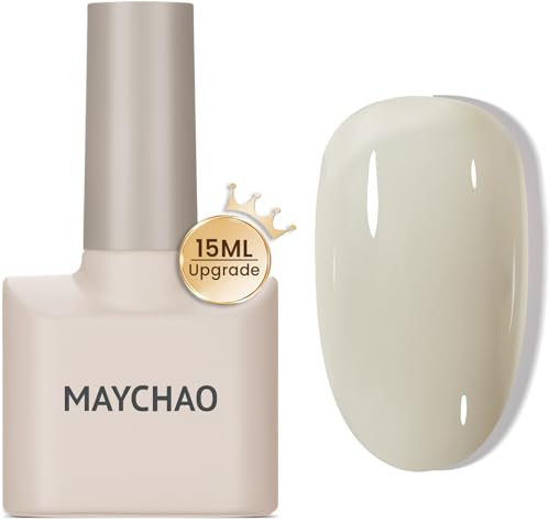 MAYCHAO 15ML Jelly Gel Nail Polish - Nude Gel Nail Polish Cream Grey-Green Translucent Soak Off UV Gel Polish Neutral Color Nail Gel Polish for Nail Art French Manicure at Home